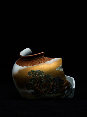 色絵金彩山水図 花瓶