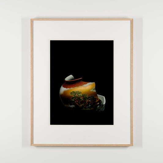 Flower vase with gold-painted landscape painting