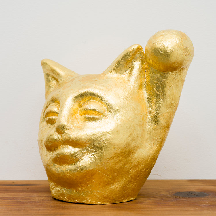 Super Golden Maneki Neko Head Statue