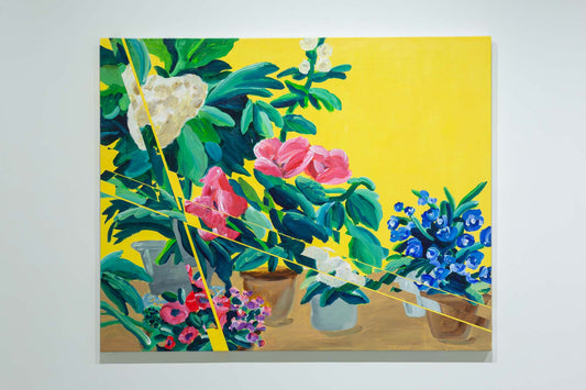 yellow back slipped flower pots
