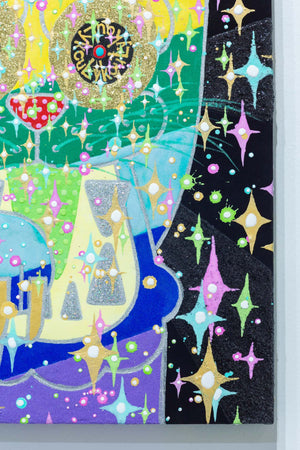 Rainbow cat connects with the universe and beckons