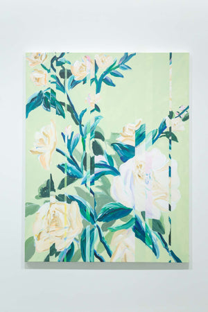 green back slipped white flowers