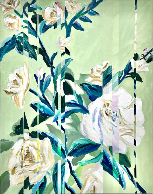 green back slipped white flowers